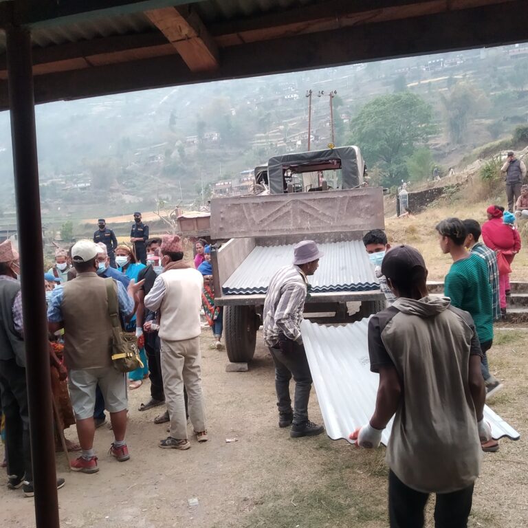 CGI Sheets distribution to landslide affected families of Myagdi